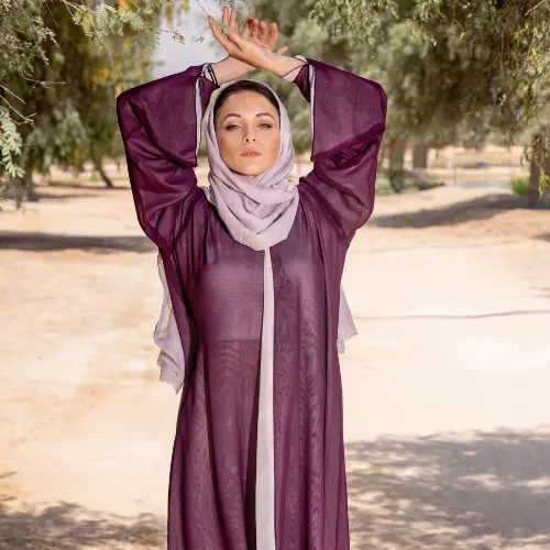 Plum Purple Open Abaya